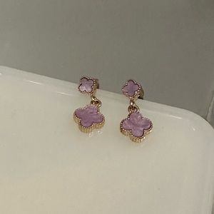Lavender 4 Leaf Clover Dangle Earrings